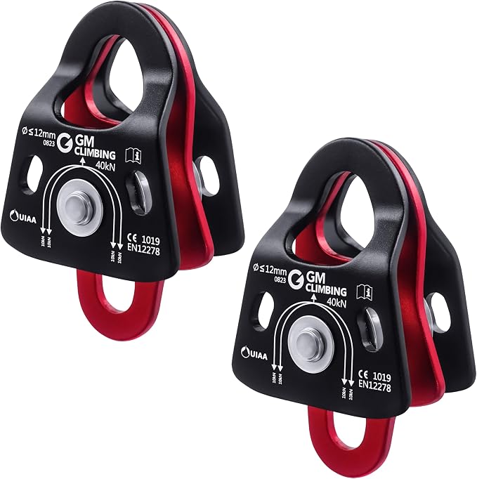 GM CLIMBING 40kN Micro Double Pulley Prusik Minding Ball Bearing UIAA CE for Progress Capture System Rigging Hauling Rescue Arborist Tree Climbing