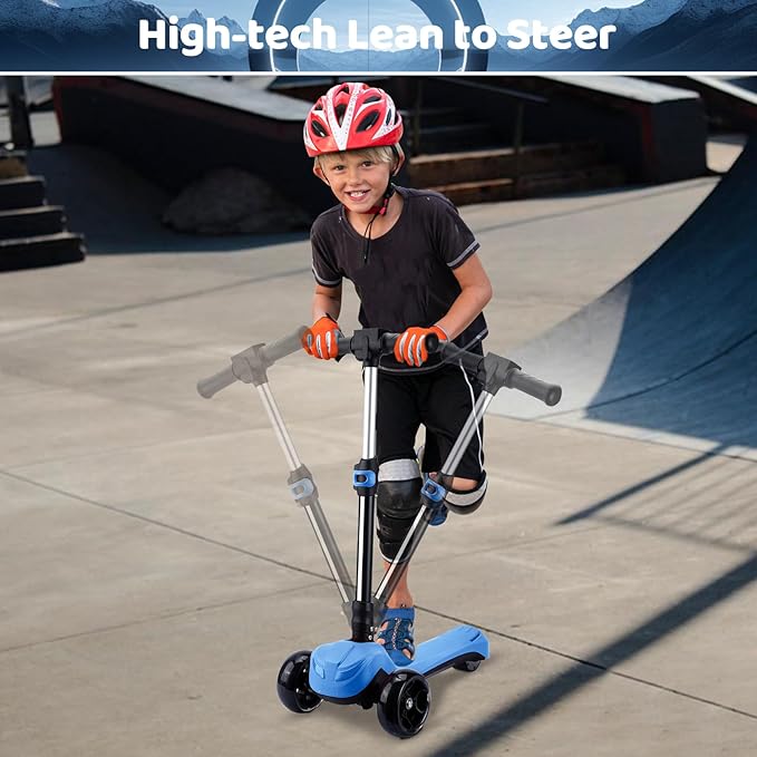 Electric Scooter for Kids w/150W Powerful Motor, Thumb Throttle, LCD Screen, Bluetooth, Light-Up Stem Deck & Wheels, 3 Adjustable Heights, 5MPH Safe Speed, 3 Wheel Electric Scooter for Kids