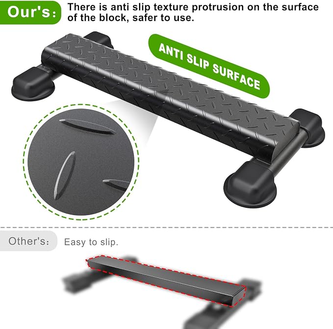 Steel Calf Raise Bar with Wider Anti-Slip Calf Raise Block, Rounded Edge Standing Calf Raise Machine for Calf Workout, Squat & Foot Stretch, 800 lbs Capacity