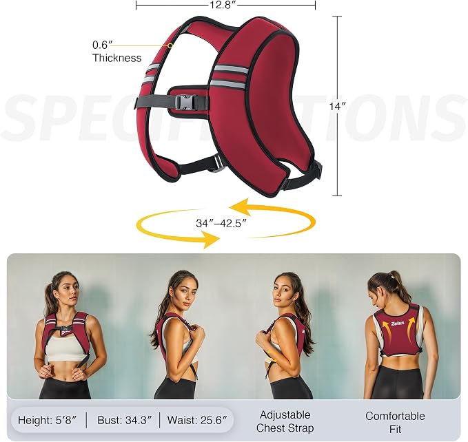 ZELUS Weighted Vest, Washable Z-Fit Soft Iron Weighted Vest for Women and Men, 5/10/15 lb Weight Vest with Reflective Strips & Adjustable Straps, Ultra Thin Weight Vest for Gym Strength Training