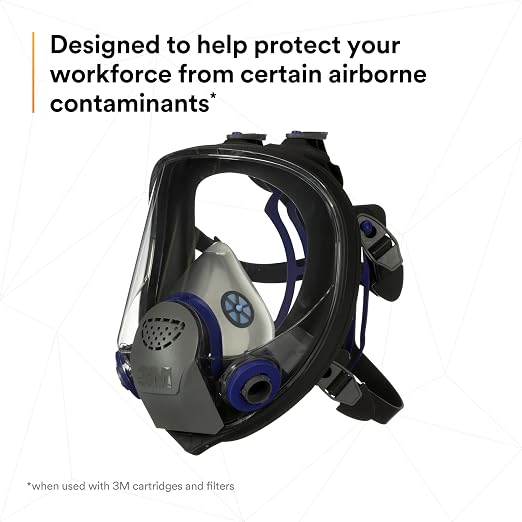 3M Ultimate FX Full Facepiece Reusable Respirator, FF-401, NIOSH, ANSI, Six-Strap Harness for a Secure Comfortable Fit, Cool Flow Valve, Passive Speaking Diaphragm, Small