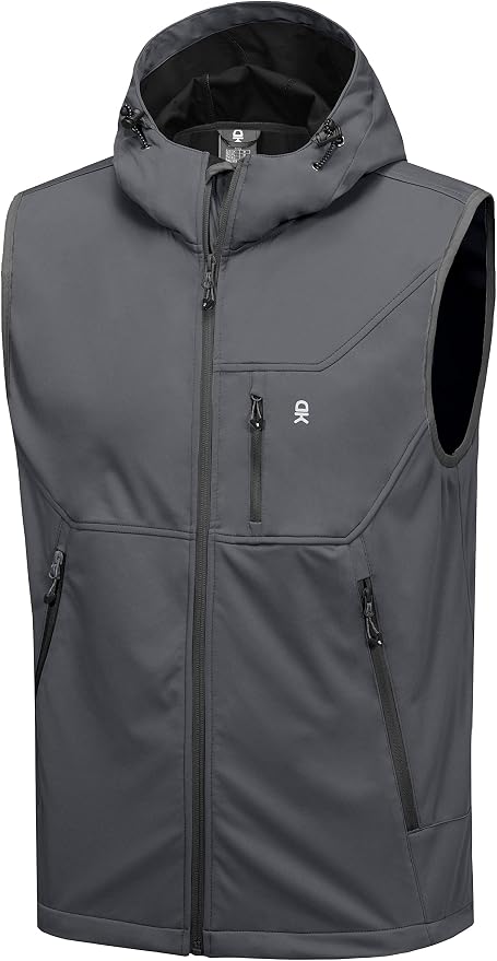Little Donkey Andy Men's Lightweight Softshell Vest Windproof Sleeveless Jacket for Travel Hiking Running Golf