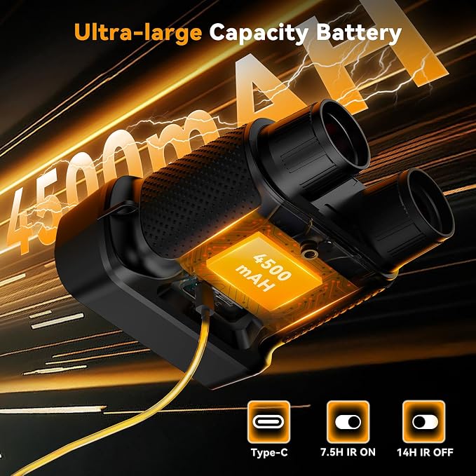 Night Vision Goggles - 4K Night Vision Binoculars for Adults, 4500mAh Rechargeable Infrared Binoculars with 4.5'' Large Screen, 8X Digital Zoom, 32GB TF Card to Save Photos and Videos for Camping