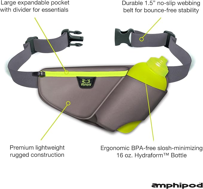 Amphipod High Five-K Bottle Pack, Runners Hydration Waist Belt for 5K/10K, Ultra Running & Walking, Men & Women