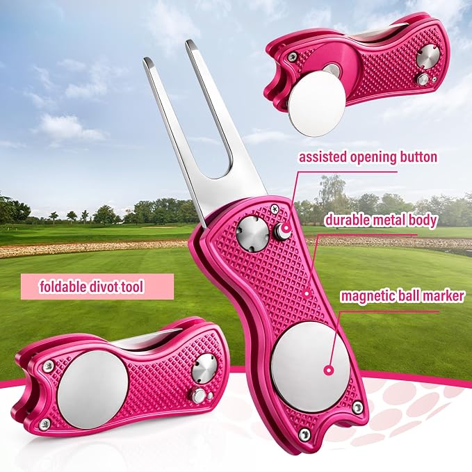 Liliful 12 Pcs Golf Accessories Kit, Include Golf Ball Bag with Hook Towel Tees Magnetic Ball Marker Divot Tool Cleaner Brush for Women Man Gifts