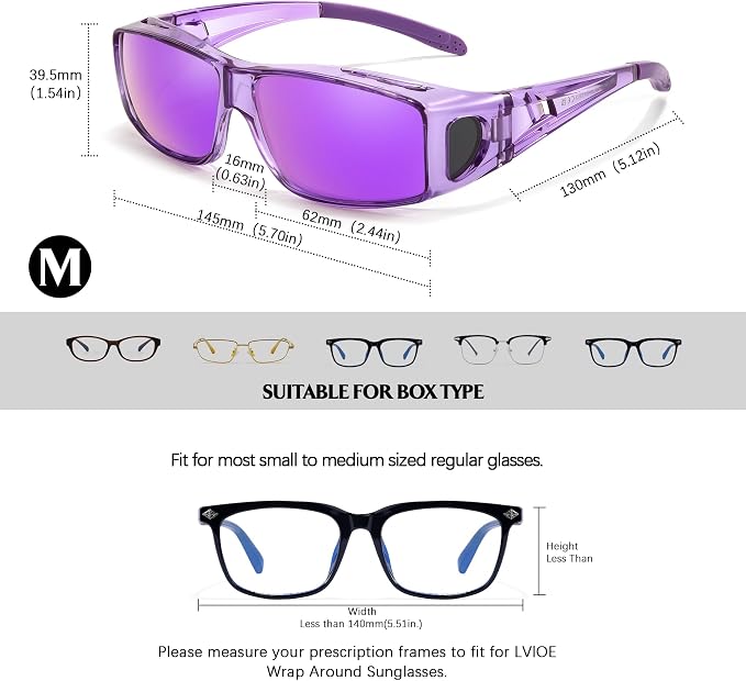 LVIOE Over Glasses Sunglasses Wrap Around Polarized Sunglasses for Men Women Fit Over Prescription Glasses with UV Protection