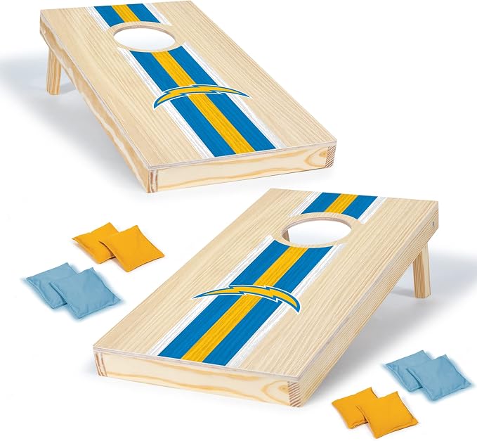 NFL Football Portable Size 1' x 2' Solid Wood Cornhole Set with Direct Print HD Team Graphics – Travel Size
