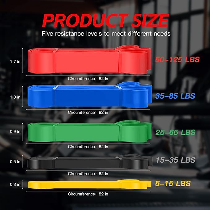 Pull Up Bands, Resistance Bands Set, Exercise Workout Bands for Men & Women, Ideal for Body Stretching, Physical Therapy and Muscle Training