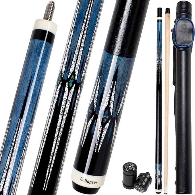 Collapsar CA Pool Stick with 1X1 Hard Case,58" Maple Professional Billiard Cue Stick,19-21 oz Pool Cue Set