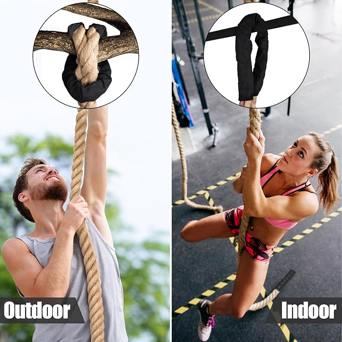 X XBEN Climbing Rope for Gym, Fitness, Strength Training, Heavy Jute Rope for Tree Swing Obstacle Course Backyard, Exercise Workout Pulling Jute Rope for Adults,10FT 20FT 30FT 50FT 1.5 Inch