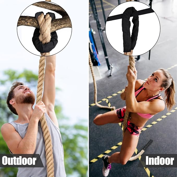 X XBEN Climbing Rope for Gym, Fitness, Strength Training, Heavy Jute Rope for Tree Swing Obstacle Course Backyard, Exercise Workout Pulling Jute Rope for Adults,10FT 20FT 30FT 50FT 1.5 Inch