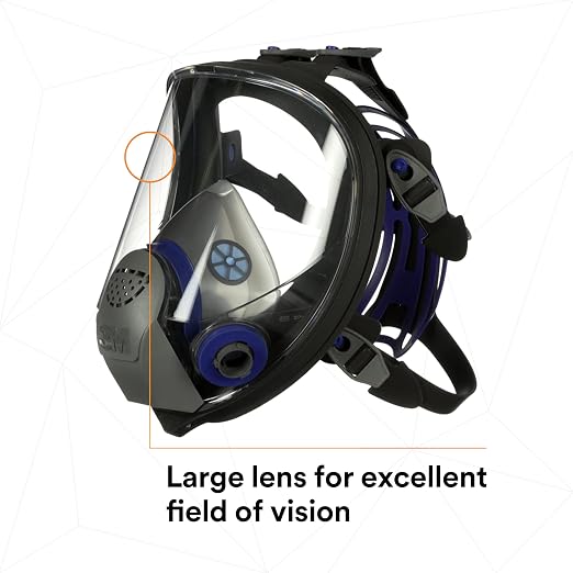 3M Ultimate FX Full Facepiece Reusable Respirator, FF-402, NIOSH, ANSI, Six-Strap Harness for a Secure Comfortable Fit, Cool Flow Valve, Passive Speaking Diaphragm, Medium