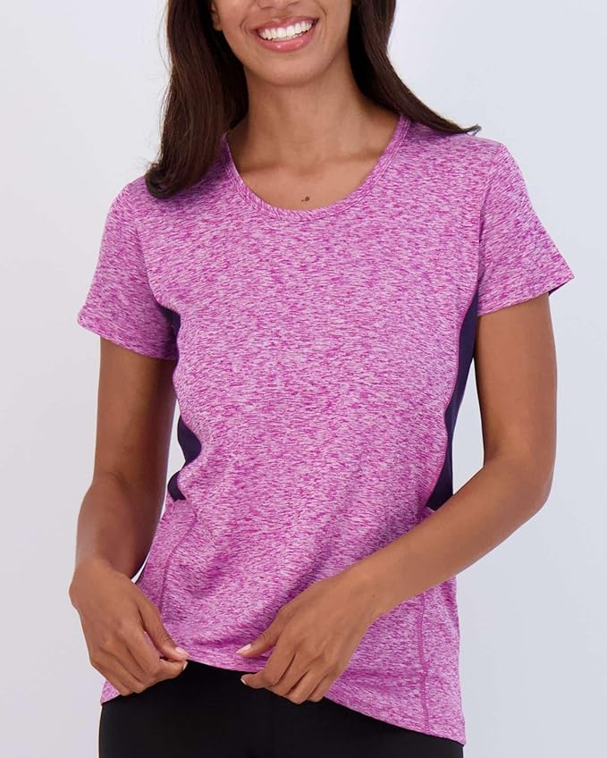 Real Essentials 5 Pack: Women's Short Sleeve T-Shirts Workout Tops Fitness Pilates Gym Activewear Athletic (Plus Available)