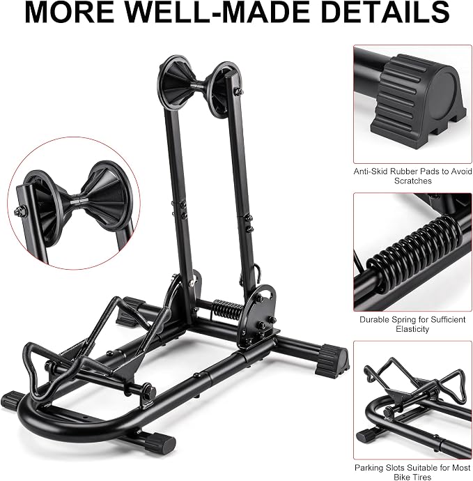 Indoor Bike Floor Stand - Bike Stand Rack for Garage/Home - Bike Storage Bicycle Parking Rack Fit 26”-29” Mountain Road Bikes