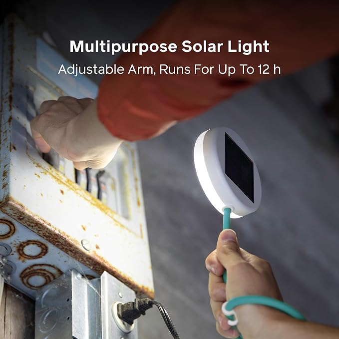 BioLite Solar FlexLight - Hands-Free, 40 Lumen Adjustable Rechargeable LED Work Light with 14" Flexible Silicone Arm, Dual Solar & USB-C Charging