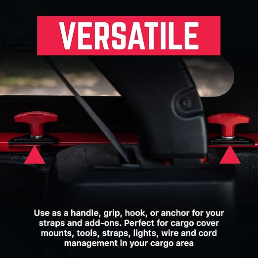 GP Anchor Thumbscrew & D-Plate Set, 6 Tie Down Anchor Bolts w/Screw Nuts & 6 D-Plates for Fast Jeep Top Removal Lift, Truck Tie Downs Jeep Wrangler Accessories for 4xe, JK JL & YJ, M8-1.25 Screw, Red