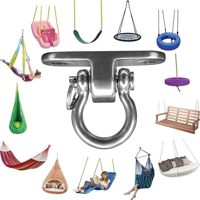 2-Pack Stainless Steel Swing Hangers,Slient Bearing Swing Hanger, Anti-Rust Heavy Duty 180° Rotary Swing, 1500LB Wooden Yoga Hammock Chair, Sandbag Porch Swing