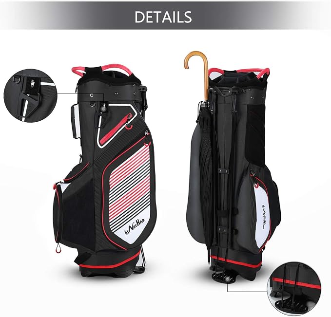 Golf Stand Bag for Men Navy 14 Way Divider Golf Bags, 6LB Lightweight Portable Walking/Riding Bags with Dust Cover, Strap