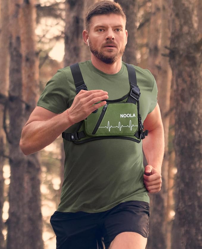 NOOLA Running Chest Pack, Running Vest for Men with Reflective Back, Sport Chest Bag for Runners, Cycling, Biking, EDC Pouch