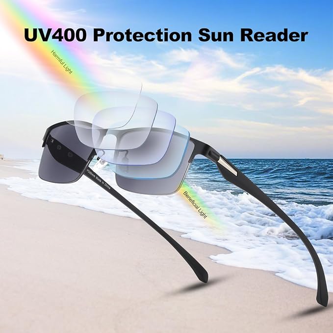SKYOAK 2 Pack Premium Reader Sunglasses for Men with UV400 Protection Outdoors, TR90 Lightweight Tinted Reading Glasses