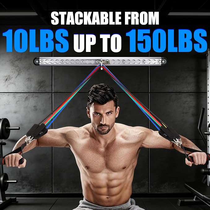 TOBWOLF Resistance Band Wall Mount System, Sturdy Resistance Bands Wall Anchor, Space Saving Home Gym Solution for Strength Training, Wall Mount Workout Anchors Multi-Purpose for Complete Full Body