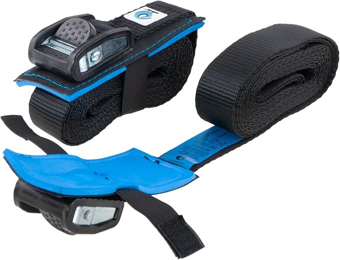 valonic ORCA - cam Straps Heavy Duty - 3500 lbs, Padded, cam Buckle, 20 ft x 1.3 in, 2 Pack - roof Straps for Kayak or Surfboard roof Rack - Black, with Protection pad