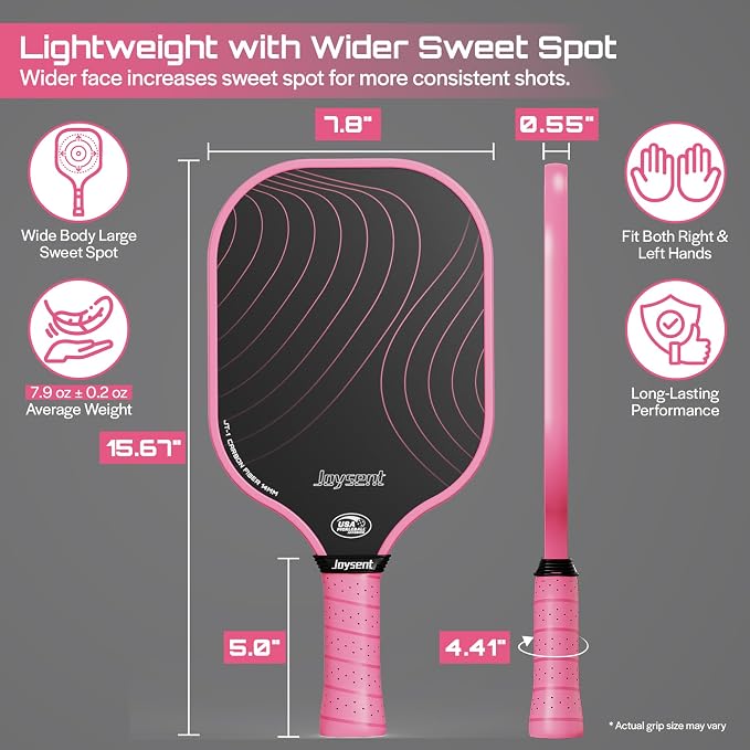 Pickleball Paddles Set, USAPA Approved Carbon Fiber Pickleball Set of 2 with Beginner Pickleball Rackets, Indoor Outdoor Pickle Balls for Adults Men Women, JT-1