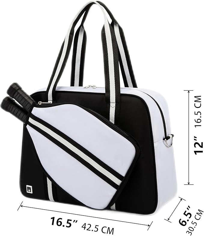 ROYALFAIR Pickleball Tote Bag for Women Men Large Capacity with Paddle Cover Pocket and Adjustable Shoulder strap