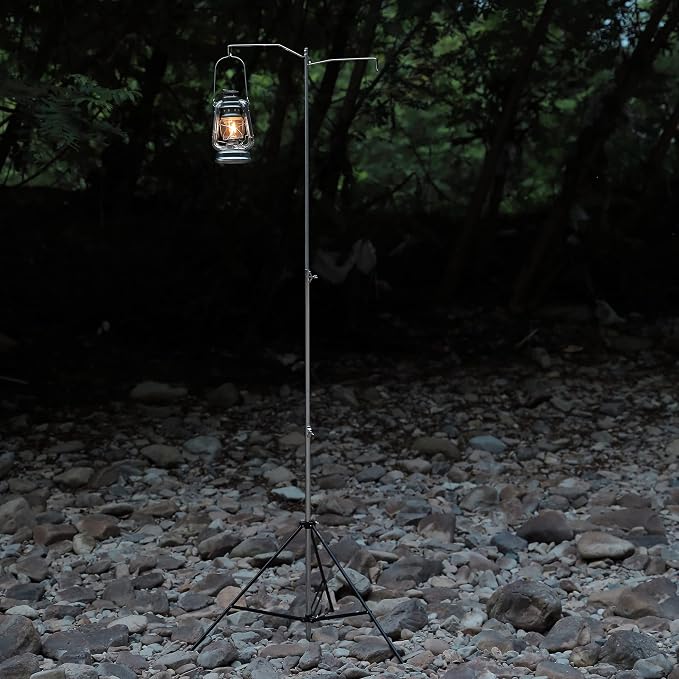 camping moon Heavy Duty Stainless Steel Lantern Pile Driver Height Adjustable with Tripod Stand and Storage Bag D-240, D-243