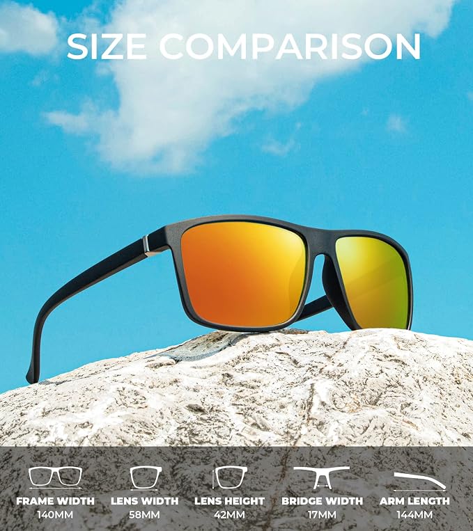 KALIYADI Polarized Mens Sun-Glasses Sunglasses-Men : Classic Sunglasses with UV Protection for Fishing Driving Golf
