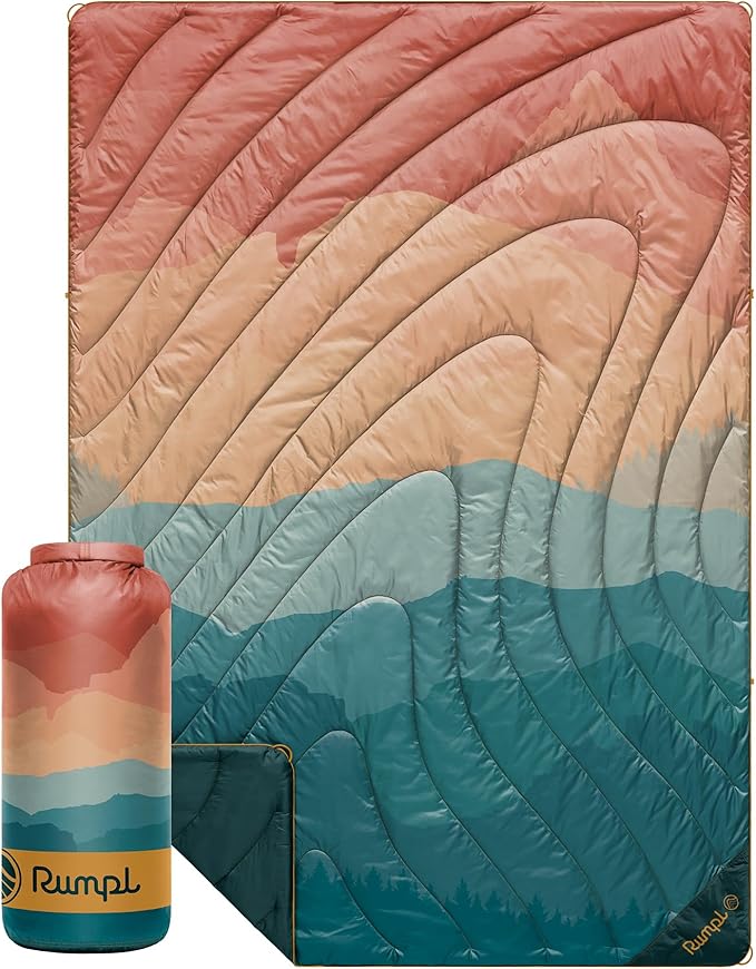 Rumpl Original Puffy 1-Person Blanket for Camping and Outdoors, Rocky Mountain Sunset Fade