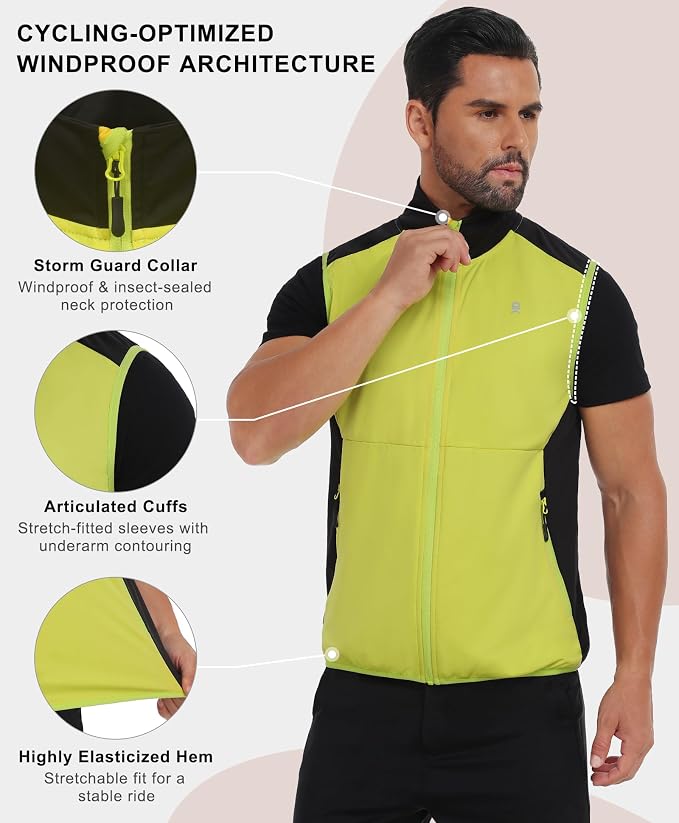 Little Donkey Andy Men's Water-resistant Outerwear Vests, Stretch Windproof Vest for Cycling, Running, Golf