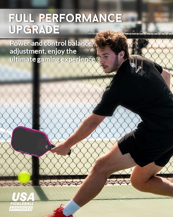 Warping Point Pickleball Paddle, Carbon Fiber Paddle with Endura Friction Surface, Polymer Honeycomb Core, Design for Ultimate Spin & Power, Large Sweet Spot & Contro, USAP Approved