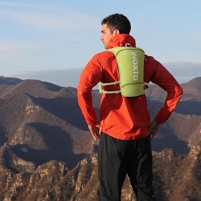 INOXTO Running Hydration Vest Backpack,Lightweight Insulated Pack with 1.5L Water Bladder Bag Daypack for Hiking Trail Running Cycling Race Marathon for Women Men (Fruit Green)