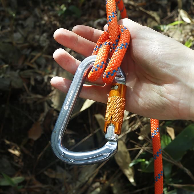 NewDoar 28KN UIAA & CE Certified Auto Climbing Carabiner Professional Heavy Duty Caribeaner for Rappelling D-Shaped