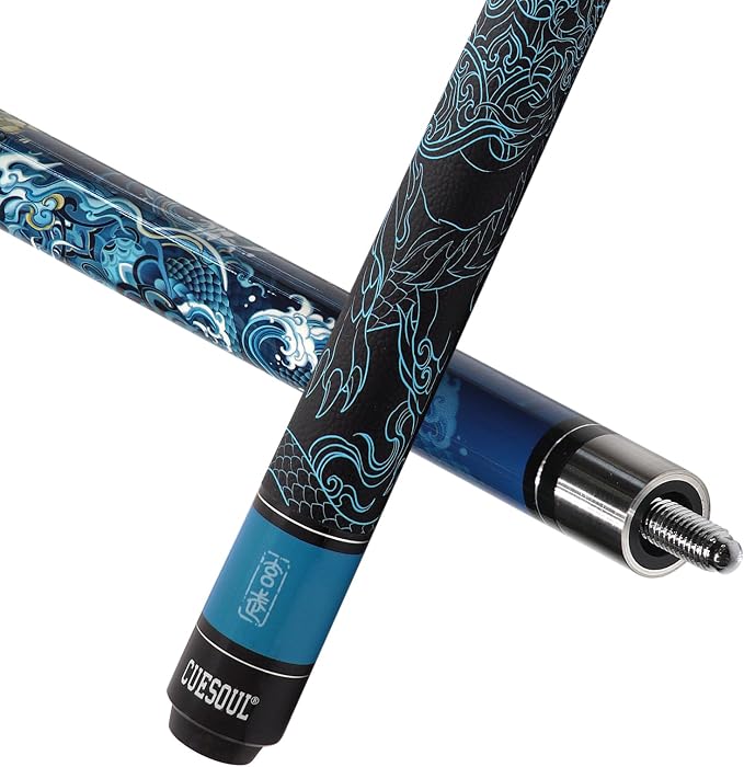 CUESOUL 19oz Pool Cue with Black case,13mm Tip,58inches Mythological Symbols Pattern 4 Styles