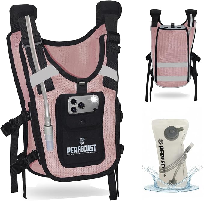 Running Hydration Vest with POV Camera Phone Pocket — Includes 1.5L Water Bladder — Zero-Bounce Stability, Adjustable Straps — Lightweight Reflective Hiking Backpack for Women & Men