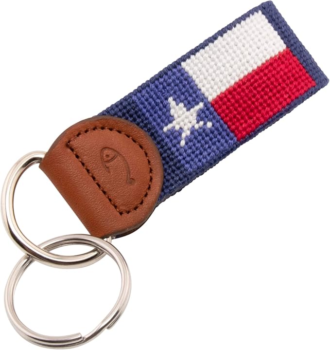 Leather Hand-Stitched Needlepoint Key Fob or Key Chain