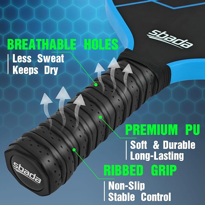 Pickleball Paddles Set of 2 - Graphite Carbon Fiber Pickleball Set with 16mm, Lightweight T700 Pickle Ball Rackets 2 Pack with 4 Outdoor Balls and 1 Bag