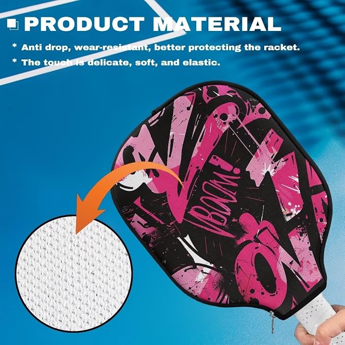 Pickleball Paddle Covers, Fits Standard Pickleball Racquets, Durable Zippered Paddle Cover Universal 8.6 x 11.4Inch