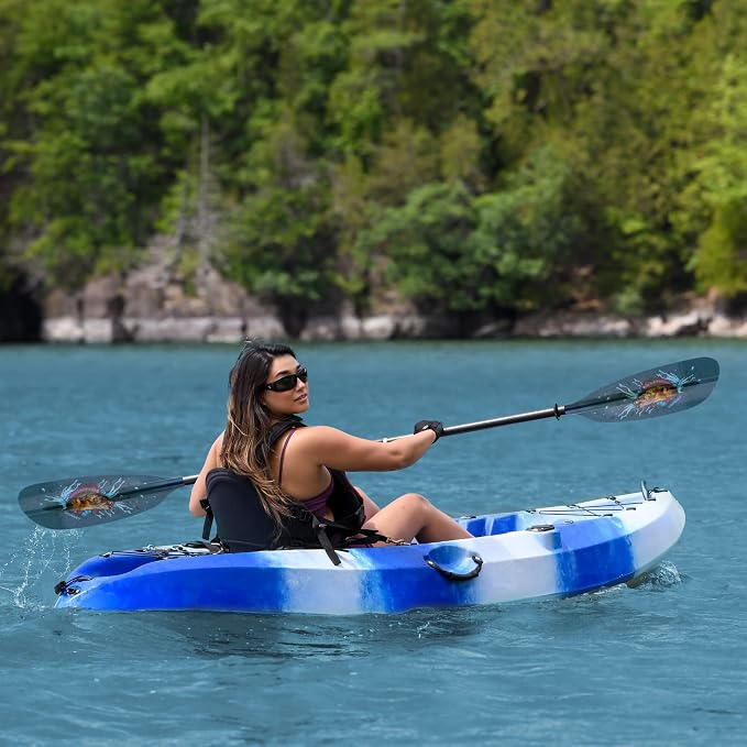 Hornet Watersports Fiberglass Kayak Paddle for Adults- Ideal for Touring, Fishing and Boating- 90.5 inches / 230CM Adjustable with Carbon Fiber Shaft- Kayak Oars Kayaking Equipment