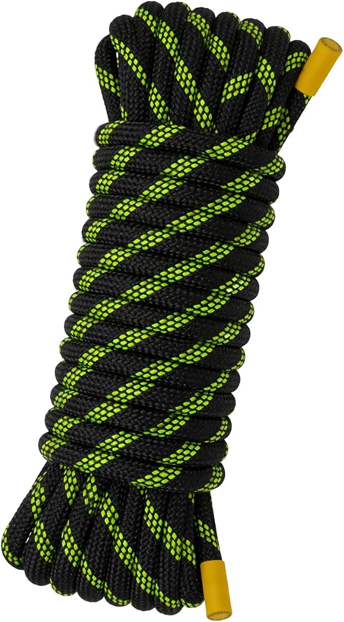 131ft/40m High Strength Static Climbing Rope UIAA Certified 10mm 3/8 Inch Rope Black & Fluorescent Green for Rappelling Fire Rescue & Outdoor Climbing