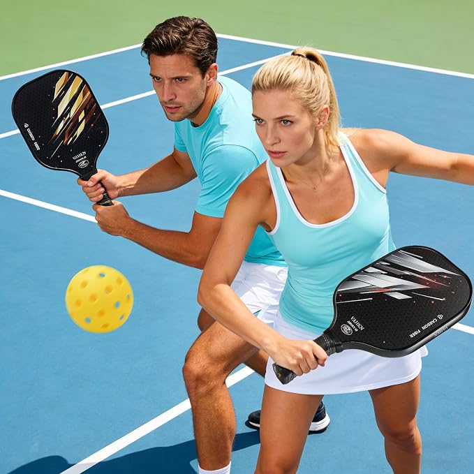 Pickleball Paddles,Pickleball Paddles Set of 2-Carbon Fiber Pickle Ball Paddle 2 Pack for Men and Women-Lightweight,Control & Power Racket Set Equipment with Bag & Balls