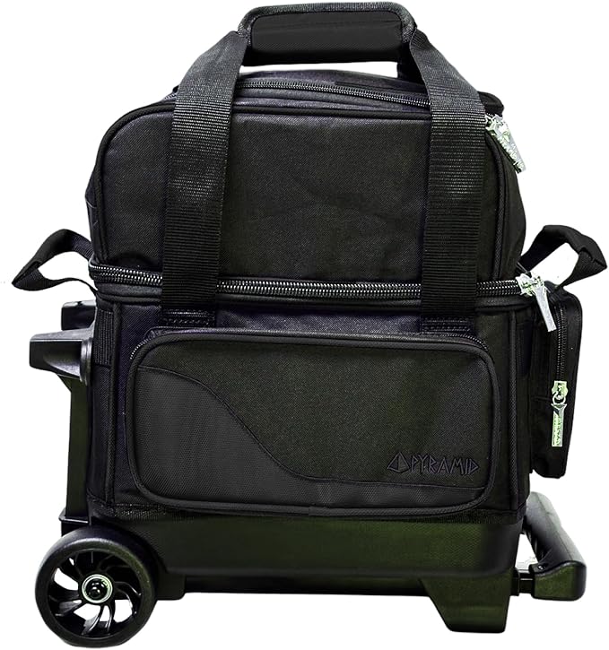 Pyramid Path Pro Deluxe Single Roller Bowling Bag With Separate Shoe Compartment (Up To US Mens Size 11), 2 Large Accessory Pockets, Padded Foam Ball Insert, Lifting Handles and Locking Square Handle