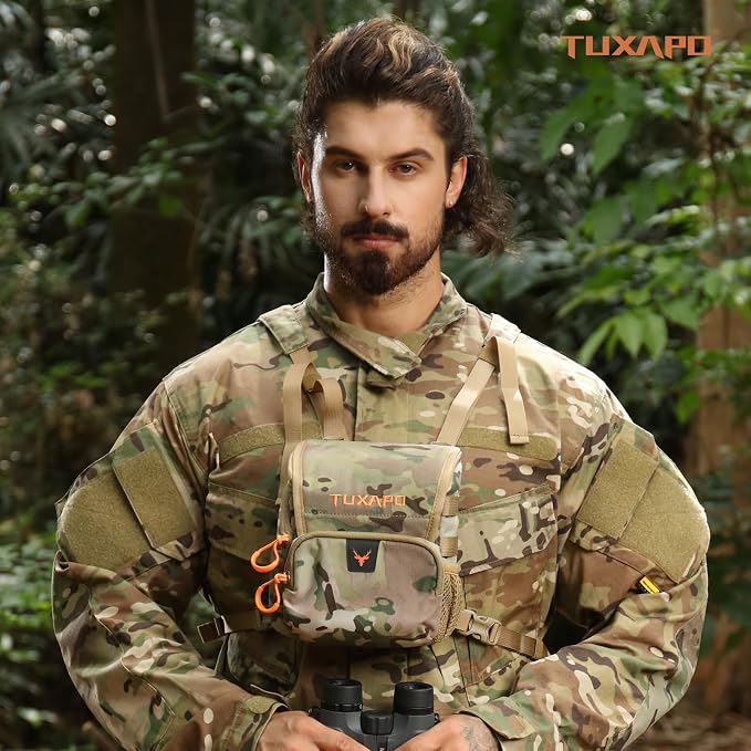 Binocular Harness Chest Pack with Rangefinder Pouch Rain Cover Bino Case for Hunting Hiking Shooting
