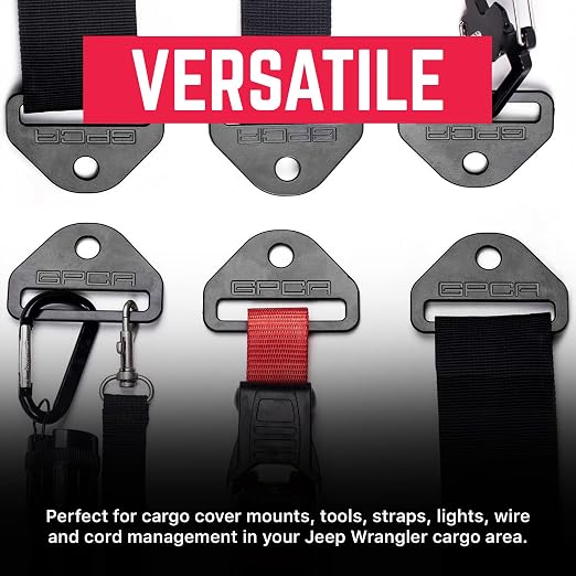 GPCA - Tie Down Metal D-Plates/D-Buckles, Easy-to-Install Truck Tie Downs, Compatible with Cargo Cover Mounts, Heavy-Duty Jeep Wrangler Accessories for 4xe, JL, JT, JK, TJ and More, 3mm, 6 Packs