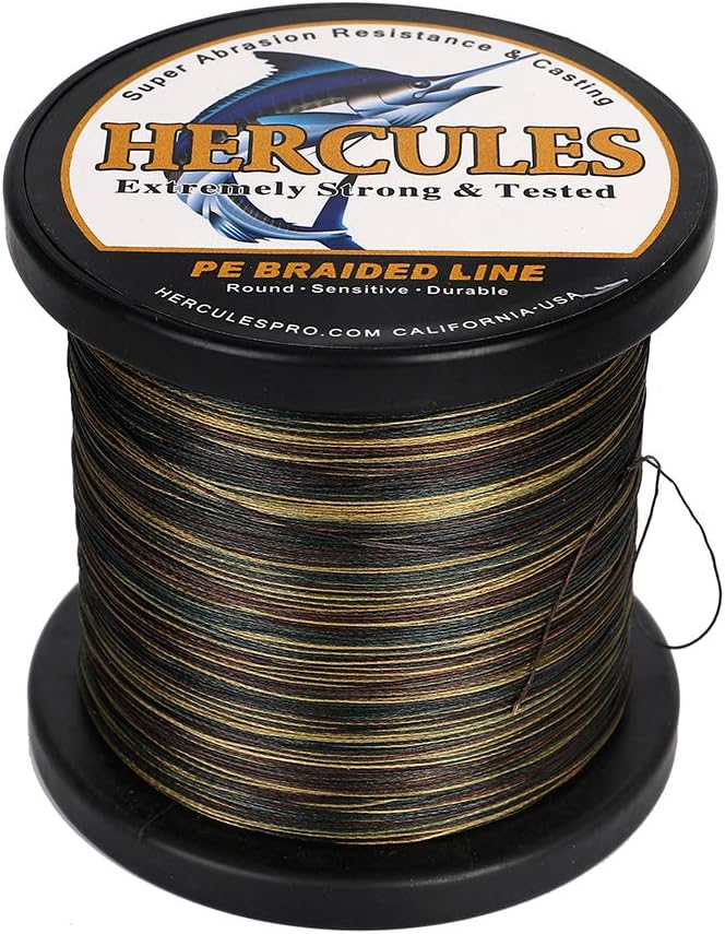 HERCULES Cost-Effective Super Cast 8 Strands Braided Fishing Line 10LB to 300LB Test for Salt-Water,109/328/547/1094 Yards(100M/300M/500M/1000M),Diam.#0.12MM-1.2MM,Hi-Grade Performance,Variety Colors