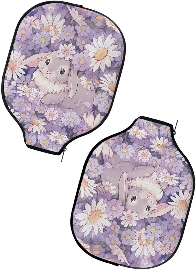 Bunny Pickle Ball Paddle Cover with Zipper 1 Pack Racket Sleeve Portable Pickleball Sports Equipment Case Portable Paddle Covers Fits All Pickleball Paddle Shapes and Sizes Easter Gifts