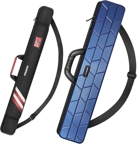 PEKREWS 1x1 Soft Cue Bag Red & 4x4 Hard Pool Cue Case Blue Set