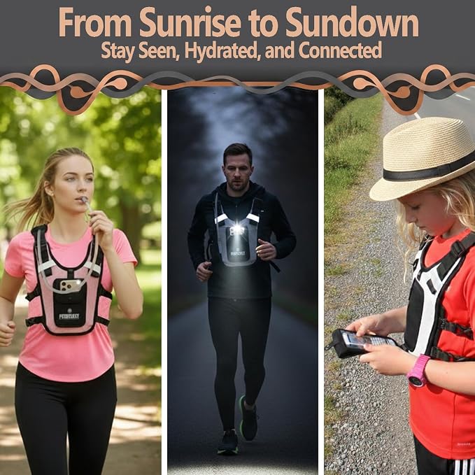 Running Hydration Vest with POV Camera Phone Pocket — Includes 1.5L Water Bladder — Zero-Bounce Stability, Adjustable Straps — Lightweight Reflective Hiking Backpack for Women & Men